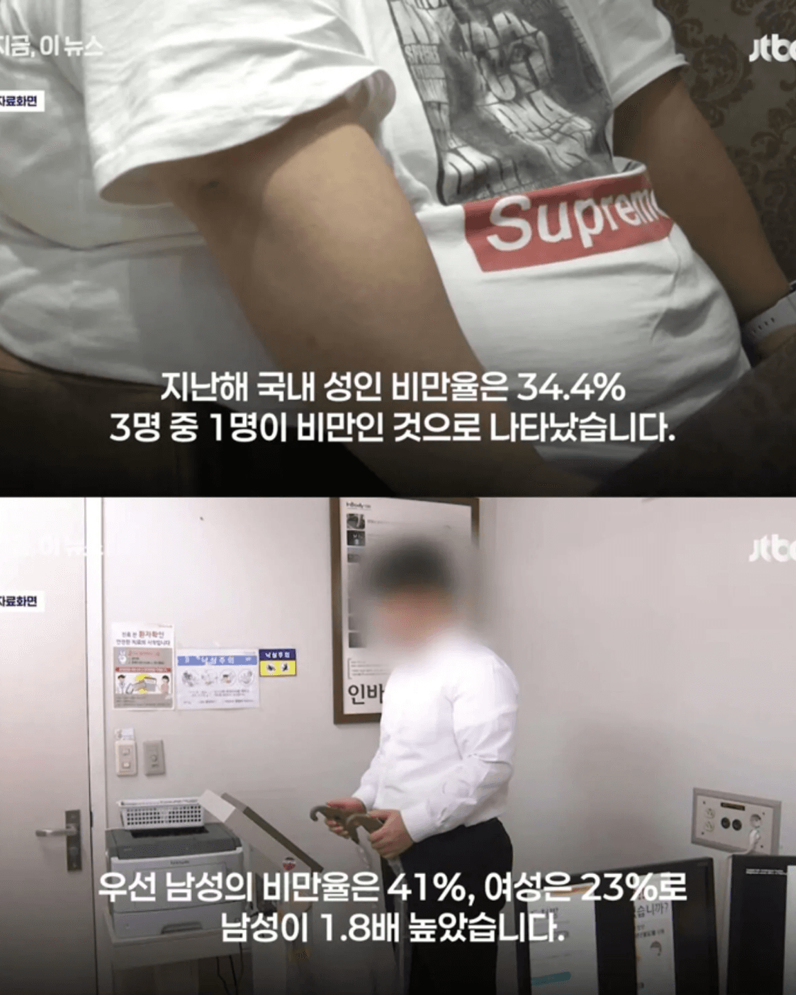 심각한 수준이라는 요즘 남성 비만율